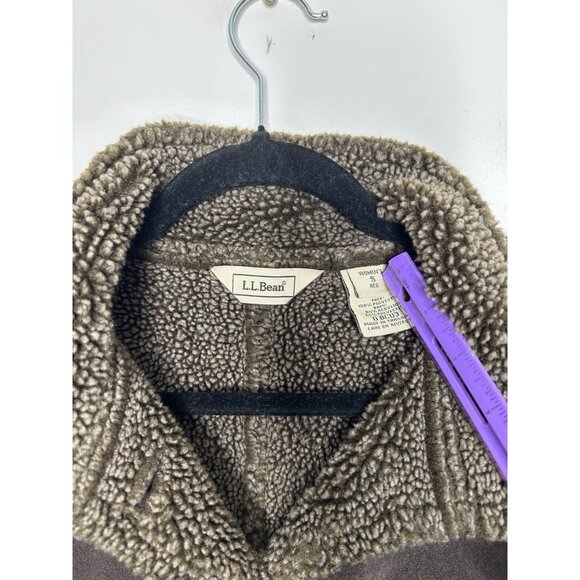 L.L. Bean Faux Shearling Vest Women’s Brown Sherpa Button Up Size Small - Picture 3 of 9